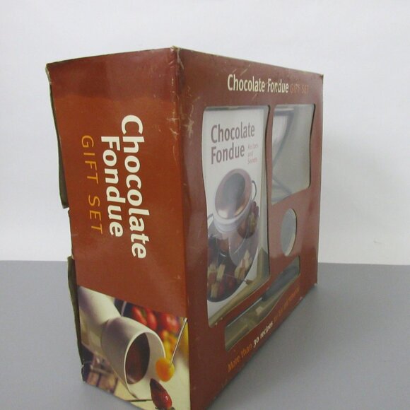 Chocolate Fondue Gift Set Mud Puddle 7-Piece Recipe Book Fondue Pot VotiveCandle - Picture 3 of 7